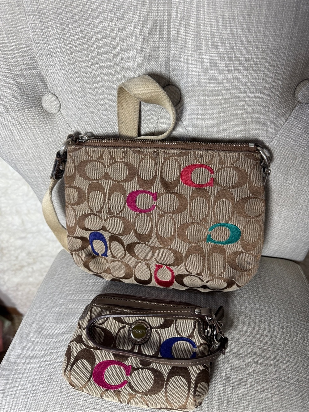 Coach Khaki Signature Crossbody with Multicolor 'C' Accents - Picture 2 of 13